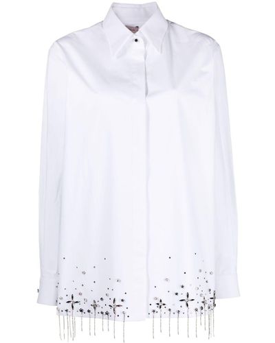 Nue Rhinestone-embellished Cotton Shirt - White