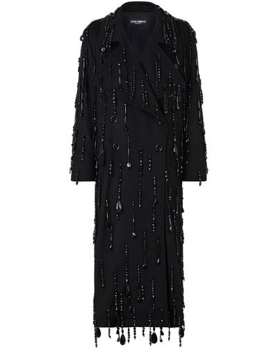 Dolce & Gabbana Doppelreihiger Mantel mit Perlen - Schwarz