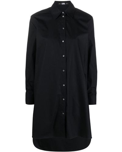 Karl Lagerfeld Appliqué-logo Long-sleeve Shirt - Black