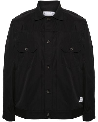 Sacai Gesmockt Katoenen Overhemd - Zwart