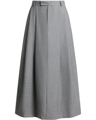 BITE STUDIOS A-line Wool Midi Skirt - Grey