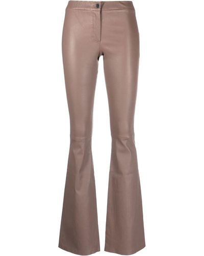 Arma Izzy Flared Leather Trousers - Brown