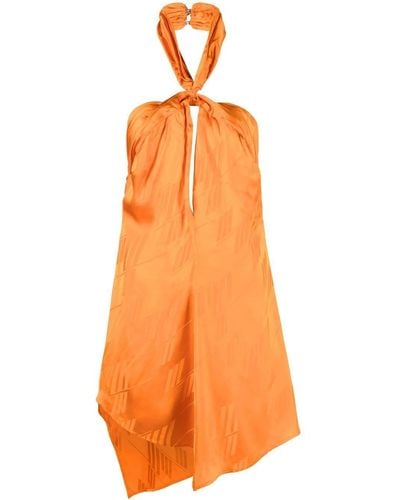 The Attico Vestido Becky con escote halter - Naranja
