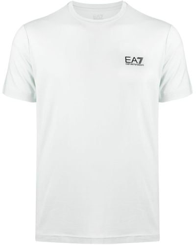 EA7 T-shirt en coton à logo embossé - Blanc