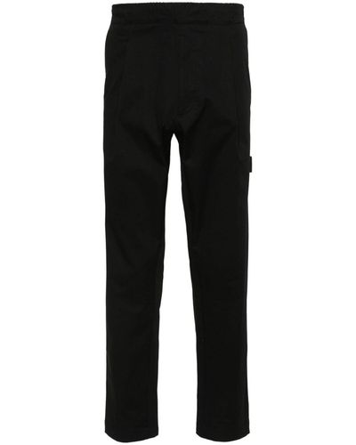 Low Brand Gabardine Pleated Tapered Pants - Black
