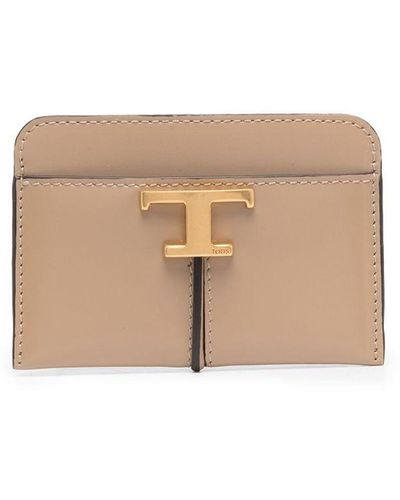 Tod's Mini T Timeless Leather Wallet - Natural