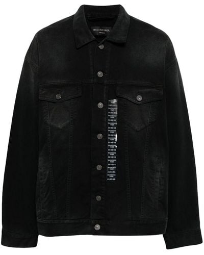 Balenciaga Appliqué-detail Denim Jacket - Black