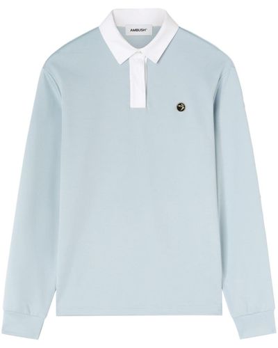 Ambush Polo-collar Logo-plaque Sweatshirt - Blue