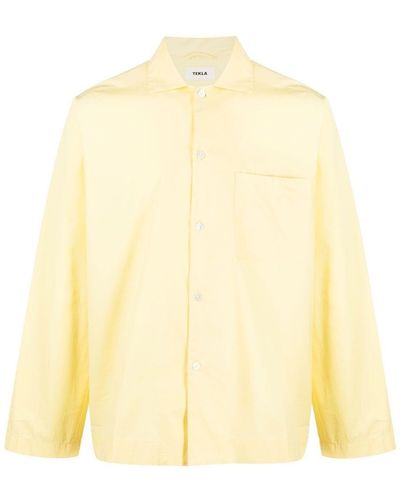 Tekla Camisa de pijama con popelina - Amarillo