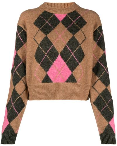 Maison Kitsuné Intarsien-Pullover mit Logo - Pink