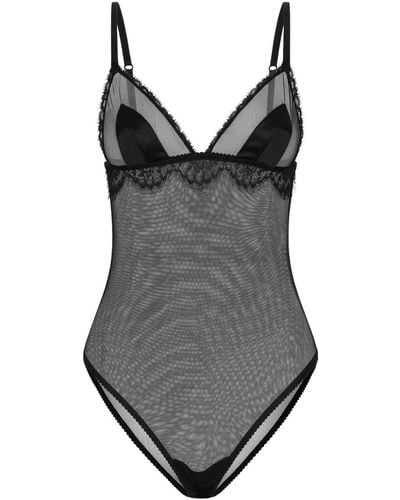 Dolce & Gabbana Body translúcido con detalles de encaje - Negro