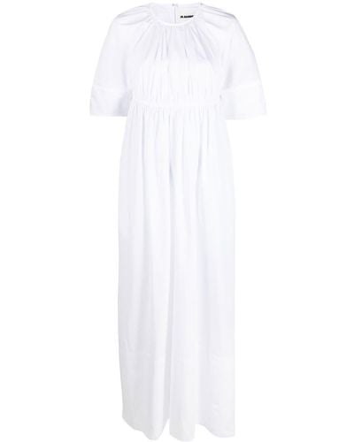Jil Sander Gathered Short-sleeve Maxi Dress - White