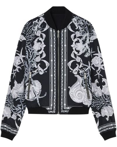Versace Watercolour Couture-print Reversible Bomber Jacket - Black