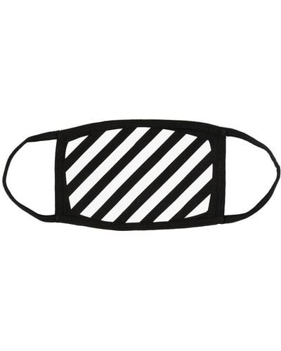 Off-White c/o Virgil Abloh Off White Mens Black And White Diagonal Graphic-print Cotton Face Covering Mask