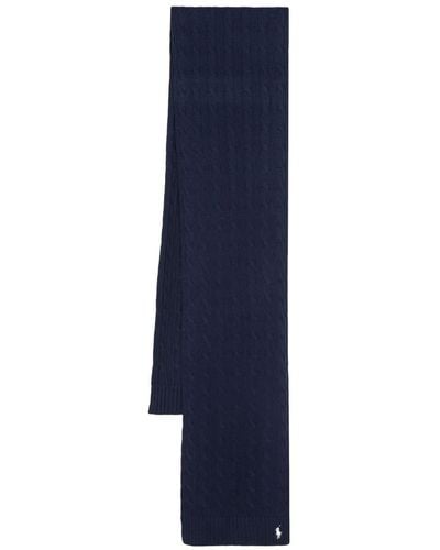 Polo Ralph Lauren Polo Pony Knitted Cotton Scarf - Blue