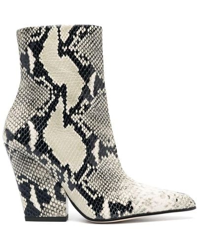 Paris Texas Jane 10mm Snakeskin-print Ankle Boots - White