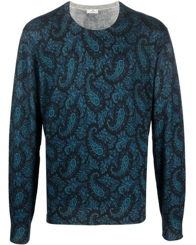 Etro Paisley-print Pullover Sweater - Blue