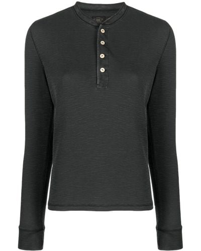 RRL Long-sleeved Fine-ribbed T-shirt - Black