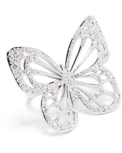 Maje Butterfly-shape Rhinestone -embellished Ring - White