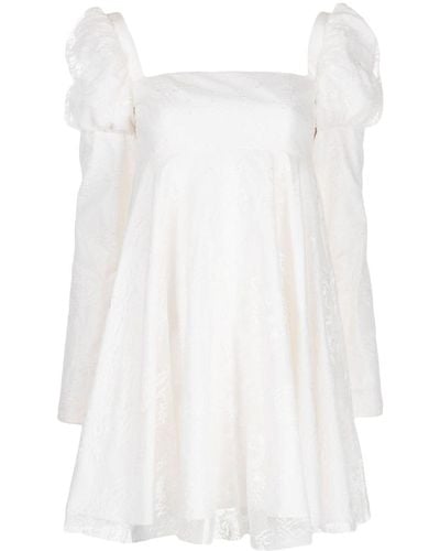 Macgraw Romantic Juliet-sleeved Short Dress - White