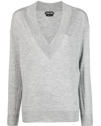 Tom Ford V-neck Knitted Sweater - Gray