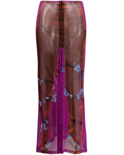 Y. Project X Jean-paul Gaultier Trompe L'oeil Maxi Skirt - Purple