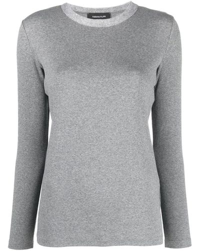 Fabiana Filippi Contrast-collar Knitted Top - Gray