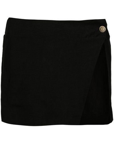 Amir Slama Logo-engraved Button Miniskirt - Black