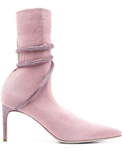 Rene Caovilla Cleo Fabric Ankle Boots - Pink
