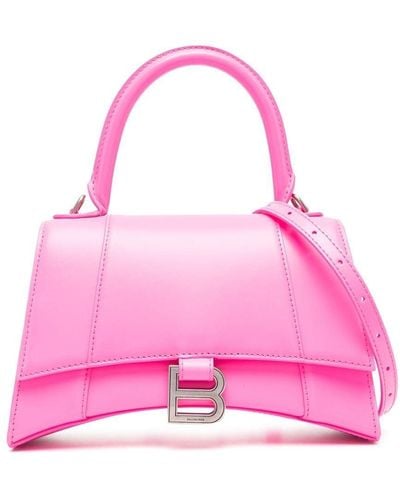 Balenciaga Hourglass Leather Tote Bag - Pink