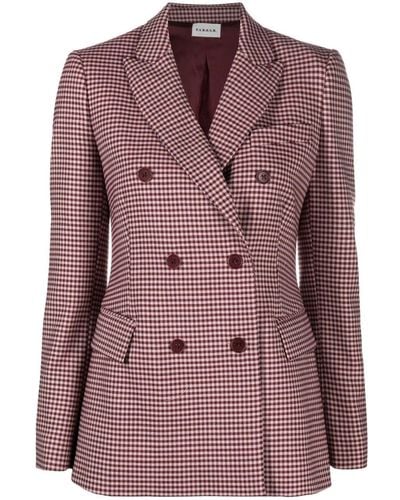 P.A.R.O.S.H. Gingham-print Double-breasted Blazer - Red