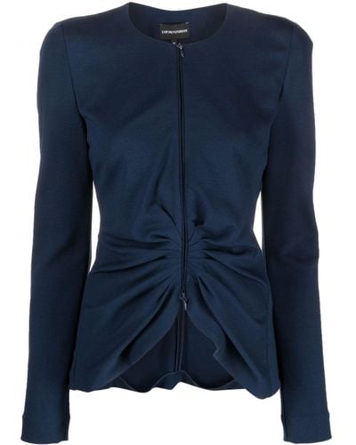 Emporio Armani Blusa plisada de manga larga - Azul