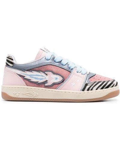 ENTERPRISE JAPAN Logo-patch Panelled Leather Sneakers - Pink