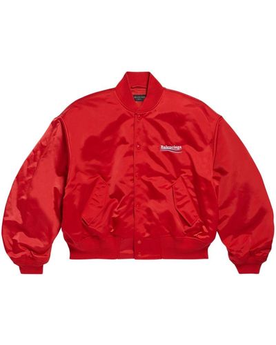 Balenciaga Political Campaign Varsity Jacket - Red
