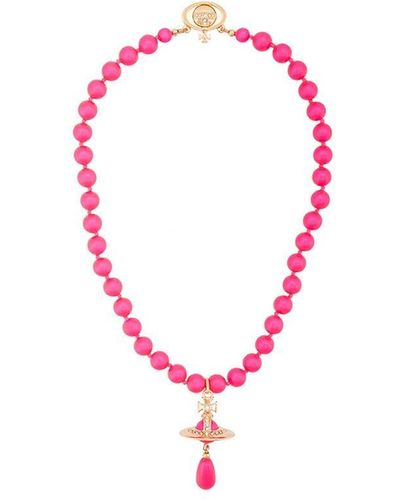 Vivienne Westwood Neon Pearl Choker Necklace - Pink