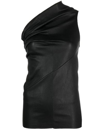 Rick Owens Top sin mangas con hombro descubierto - Negro