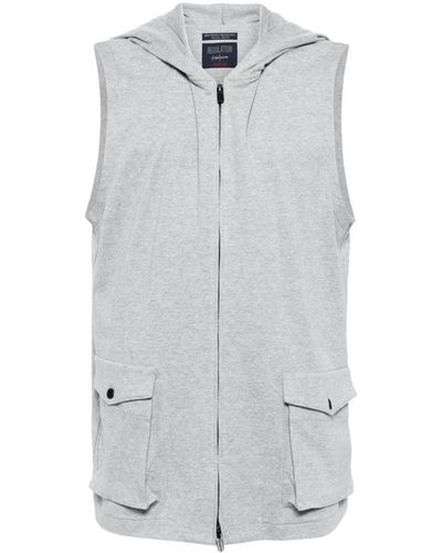 Yohji Yamamoto Hooded Zip-up Cotton Vest - Grey