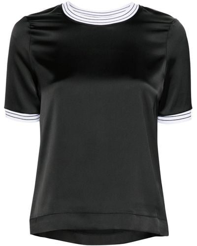 Herno Contrast-trim Satin T-shirt - Black