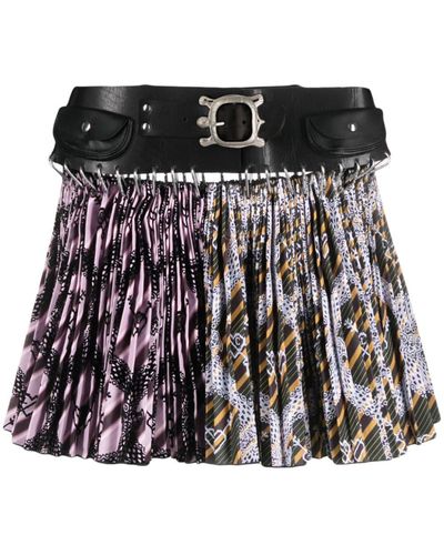 Chopova Lowena Mix-print Pleated Miniskirt - Black