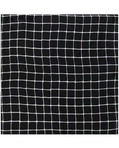 Paul Smith Windowpane-pattern Silk Pocket Square - Black