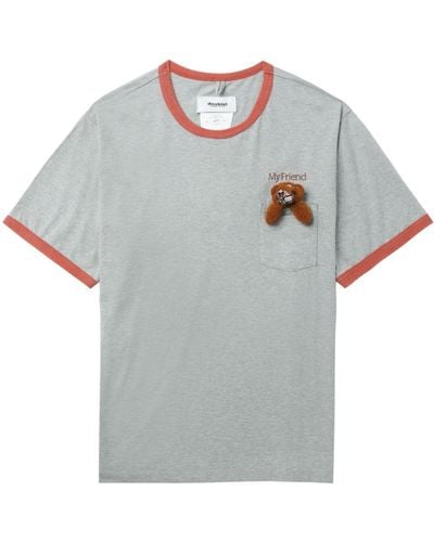 Doublet T-shirt en coton à motif Teddy Bear - Gris