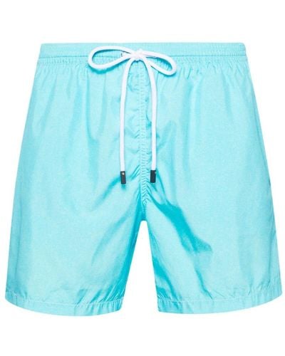 Barba Napoli Logo-patch Drawstring Swim Shorts - Blue