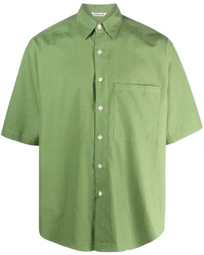 AURALEE Chemise en coton à poche poitrine - Vert