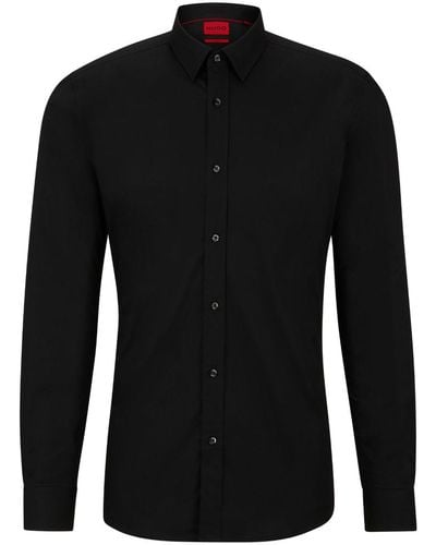 HUGO Slim-fit Poplin Shirt - Black
