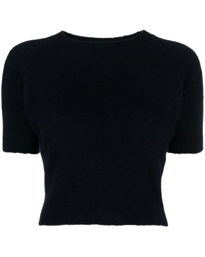 AURALEE Milled Knitted Cropped T-shirt - Black