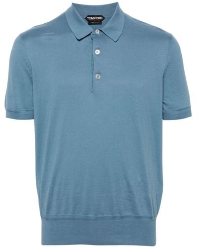 Tom Ford Short-sleeve Cotton Polo Shirt - Blue