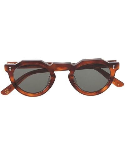 Lesca Round-frame Tinted Sunglasses - Brown
