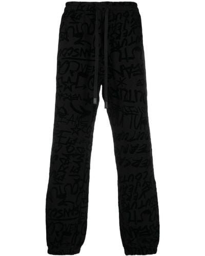 Versace Graffiti-print Drawstring-waist Track Pants - Black