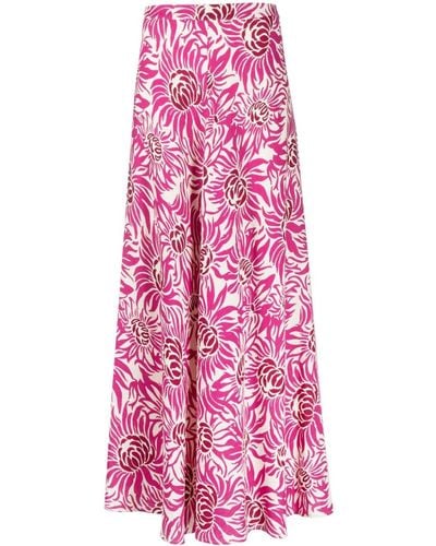 Diane von Furstenberg Floral-print Fluted Skirt - Pink