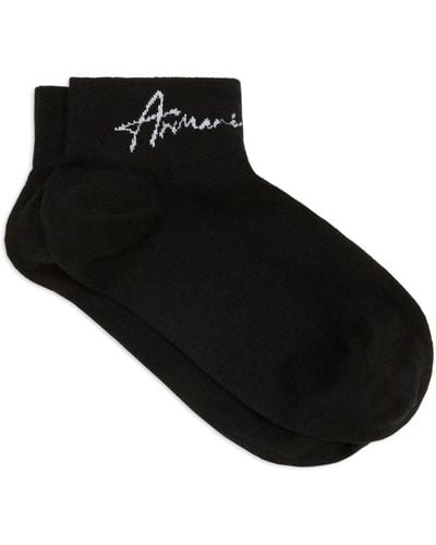 Armani Exchange Chaussettes à logo en intarsia - Noir